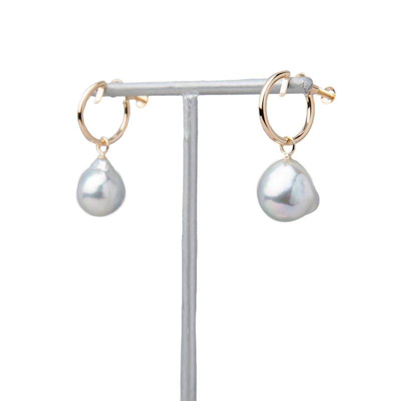 breeze あこやバロック真珠 フープイヤリング　11mmUP K18YG