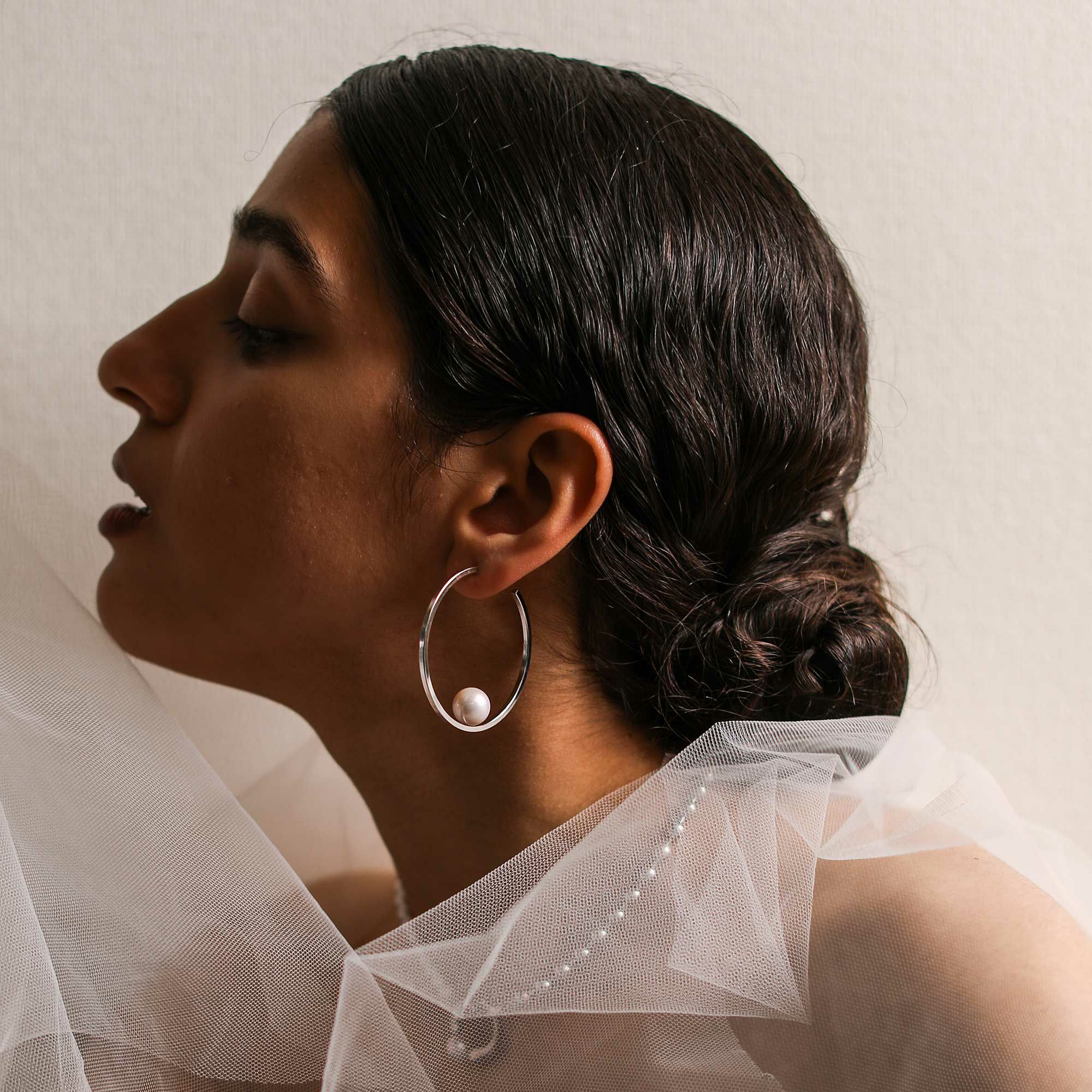 マルレナ ミラージュピアス 淡水真珠　11mmUP SV925/K14WG