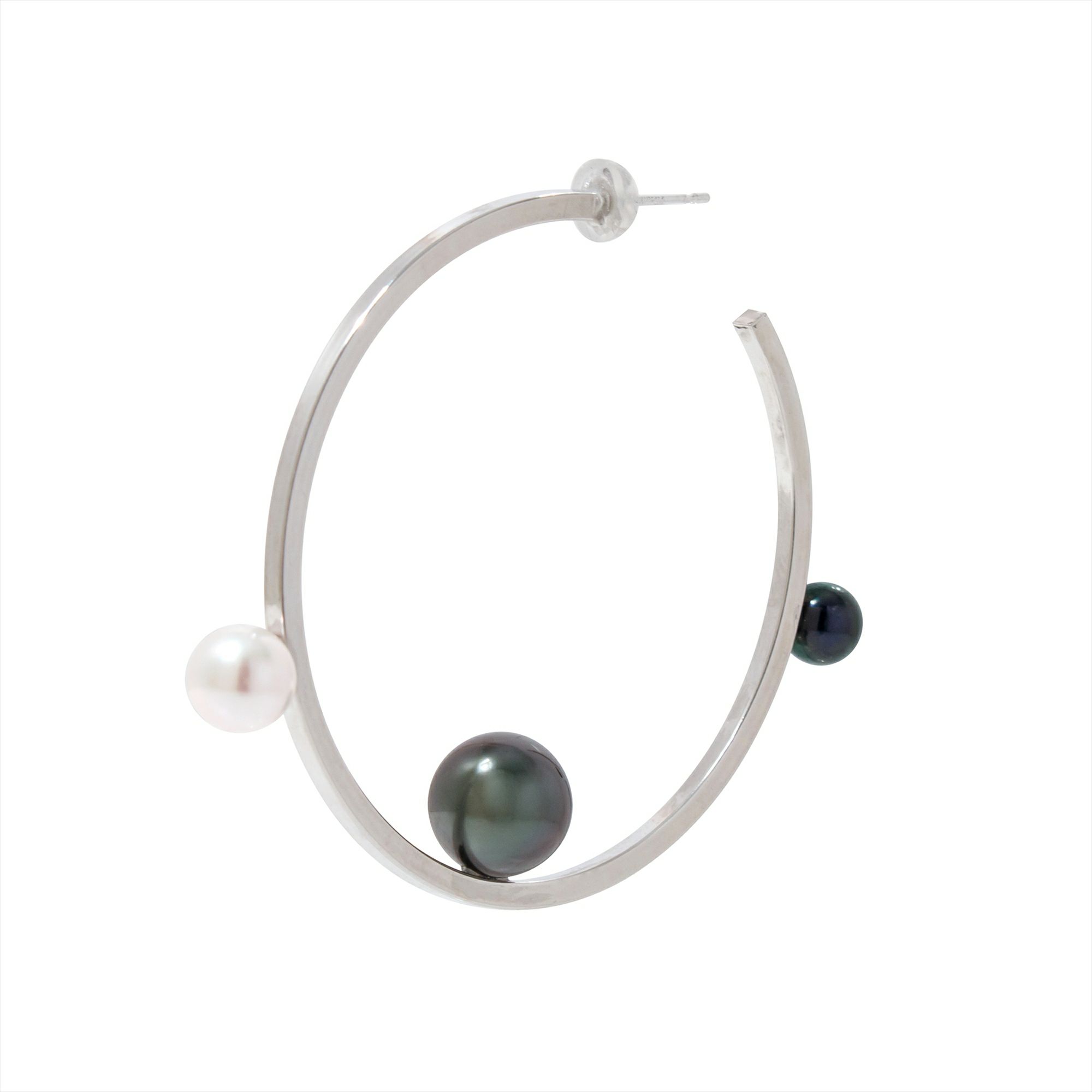 マルレナ ミラージュピアス タヒチ黒蝶真珠/あこや真珠　6-11mm SV925/K14WG