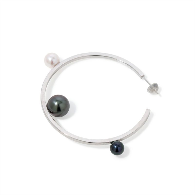 マルレナ ミラージュピアス タヒチ黒蝶真珠/あこや真珠　6-11mm SV925/K14WG