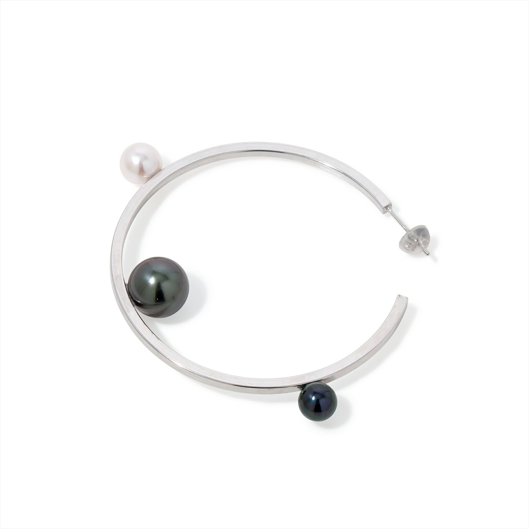 マルレナ ミラージュピアス タヒチ黒蝶真珠/あこや真珠　6-11mm SV925/K14WG