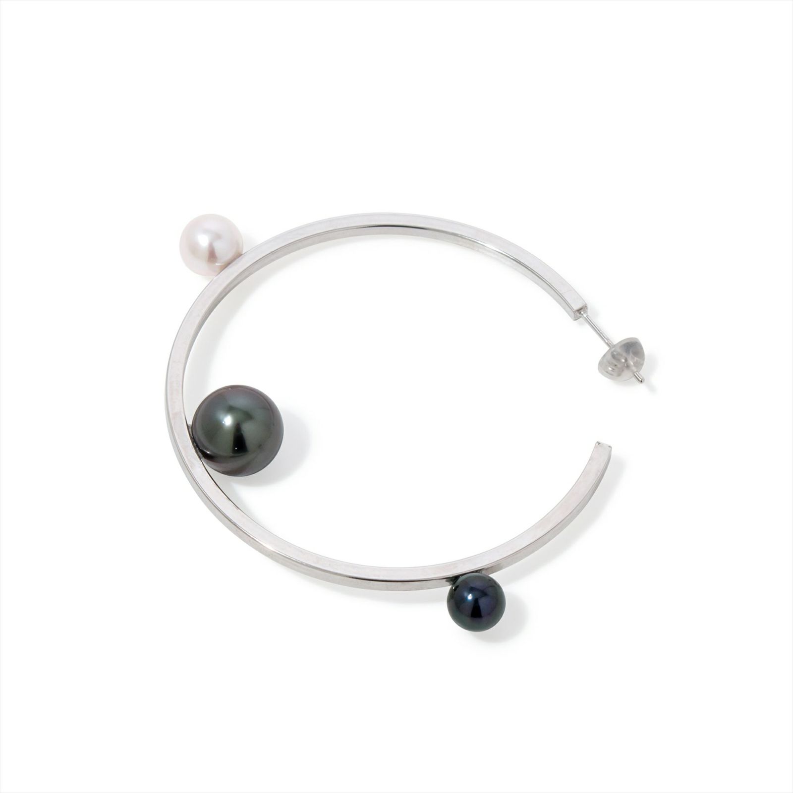 マルレナ ミラージュピアス タヒチ黒蝶真珠/あこや真珠　6-11mm SV925/K14WG