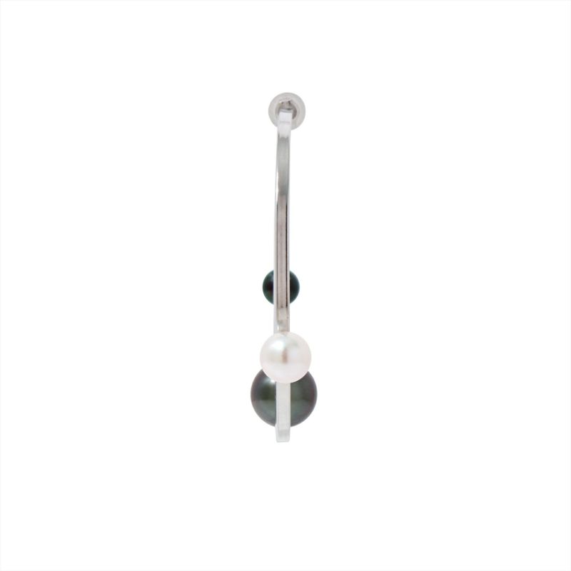 マルレナ ミラージュピアス タヒチ黒蝶真珠/あこや真珠　6-11mm SV925/K14WG