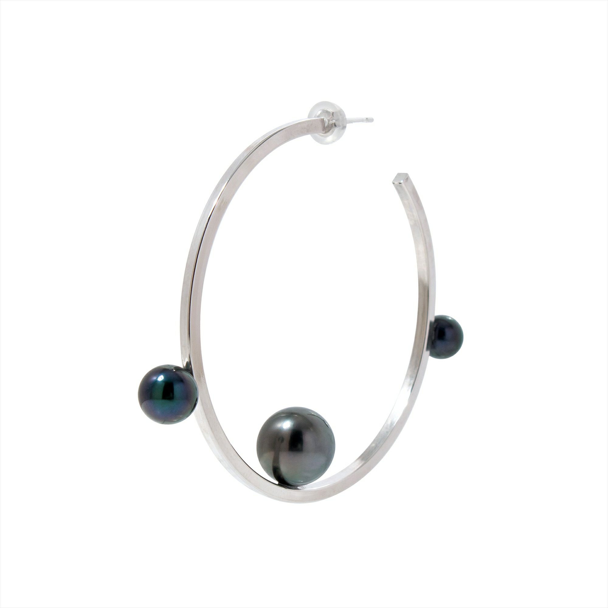 マルレナ ミラージュピアス タヒチ黒蝶真珠/あこや黒真珠　6-11mm SV925/K14WG