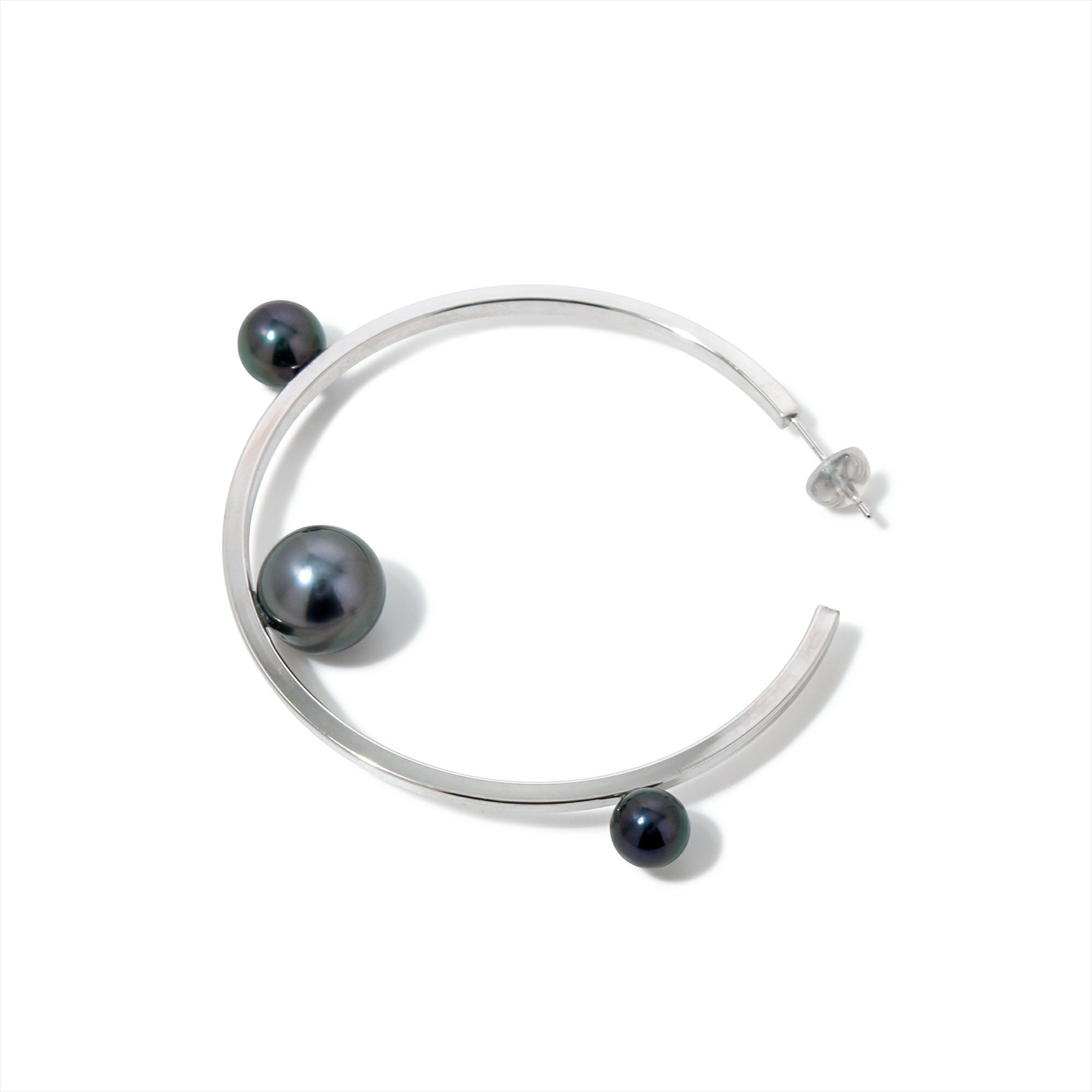 マルレナ ミラージュピアス タヒチ黒蝶真珠/あこや黒真珠　6-11mm SV925/K14WG