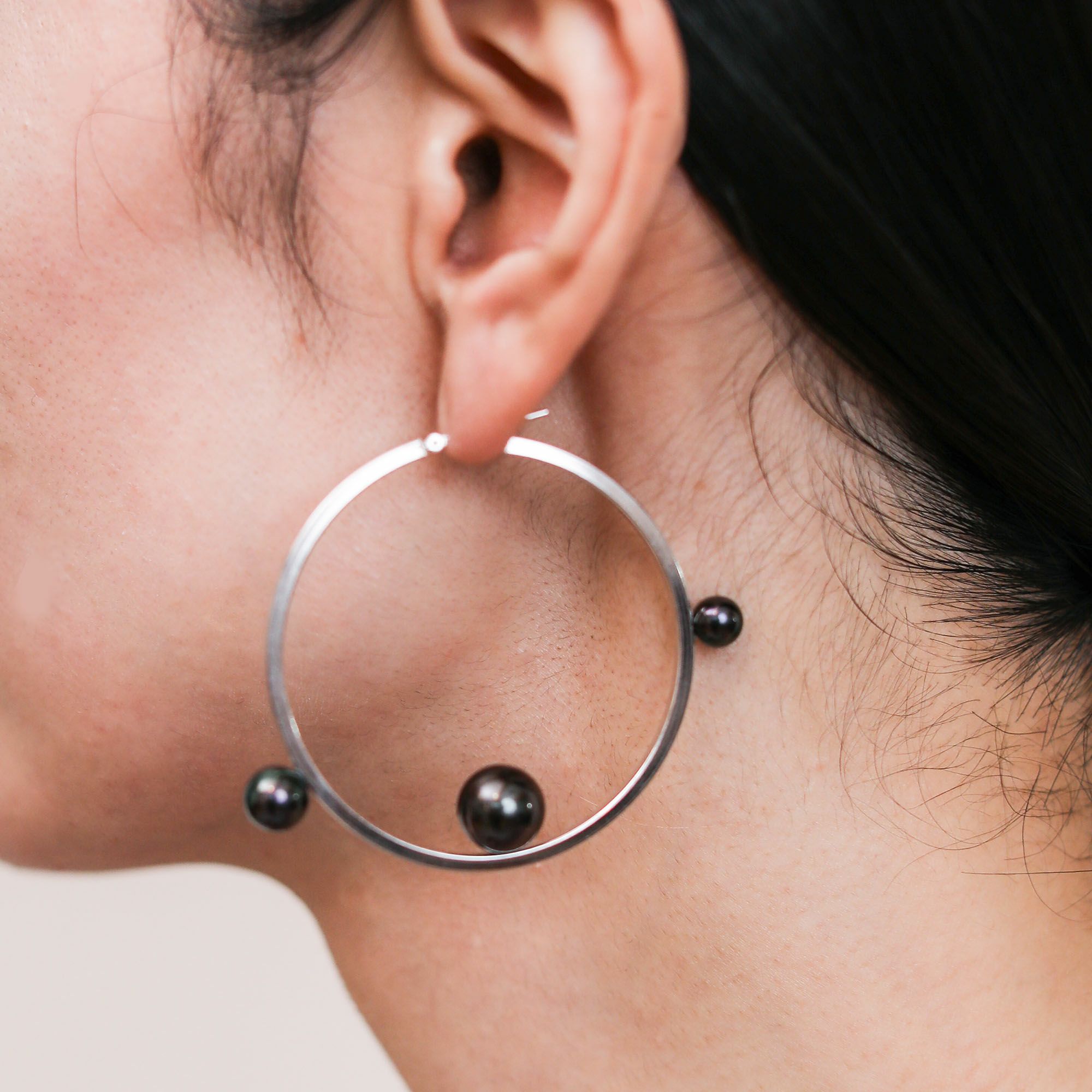 マルレナ ミラージュピアス タヒチ黒蝶真珠/あこや黒真珠　6-11mm SV925/K14WG