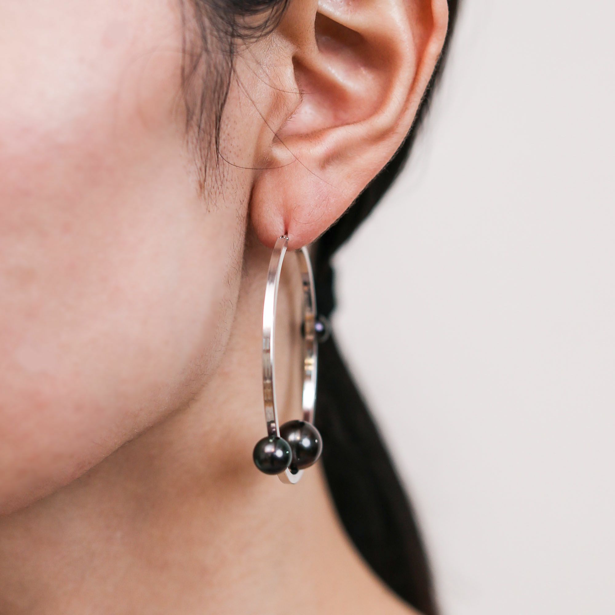 マルレナ ミラージュピアス タヒチ黒蝶真珠/あこや黒真珠　6-11mm SV925/K14WG