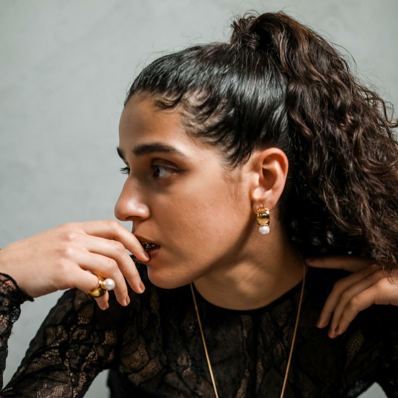 マルレナ マルゴピアス 淡水真珠　11mmUP SV925 GP/K18YG