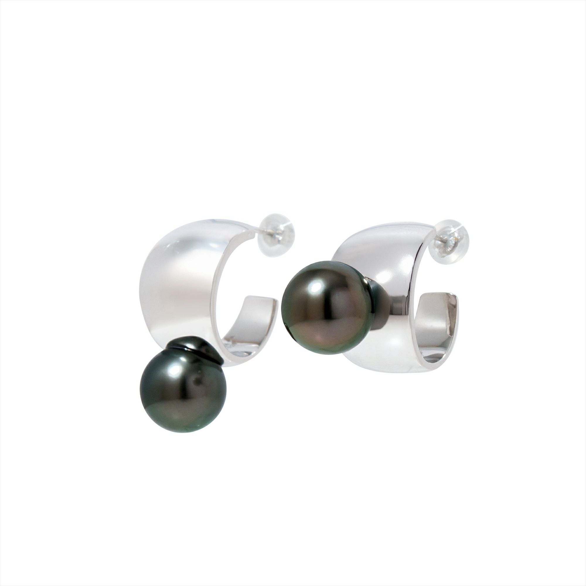 マルレナ マルゴピアス タヒチ黒蝶真珠　11mmUP SV925/K18WG