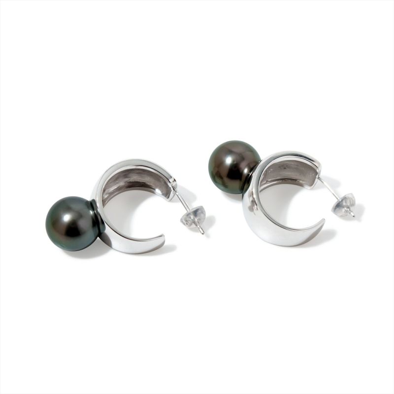マルレナ マルゴピアス タヒチ黒蝶真珠　11mmUP SV925/K18WG