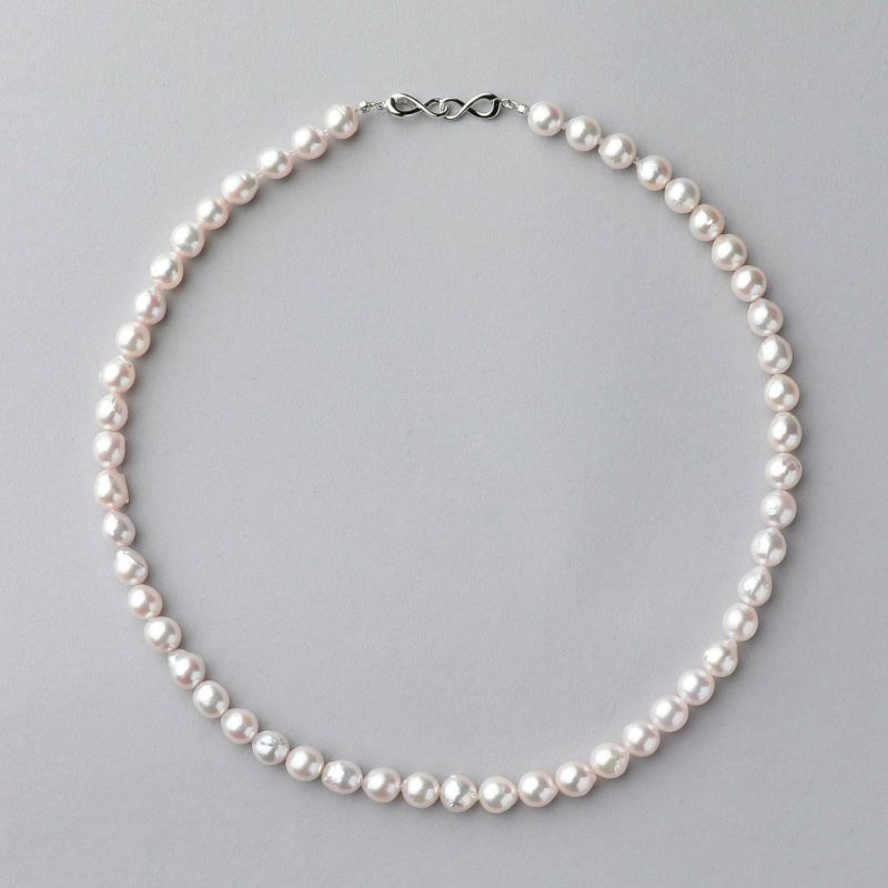 アコヤ 真珠 ネックレス SILVER 干渉色 バロックパール