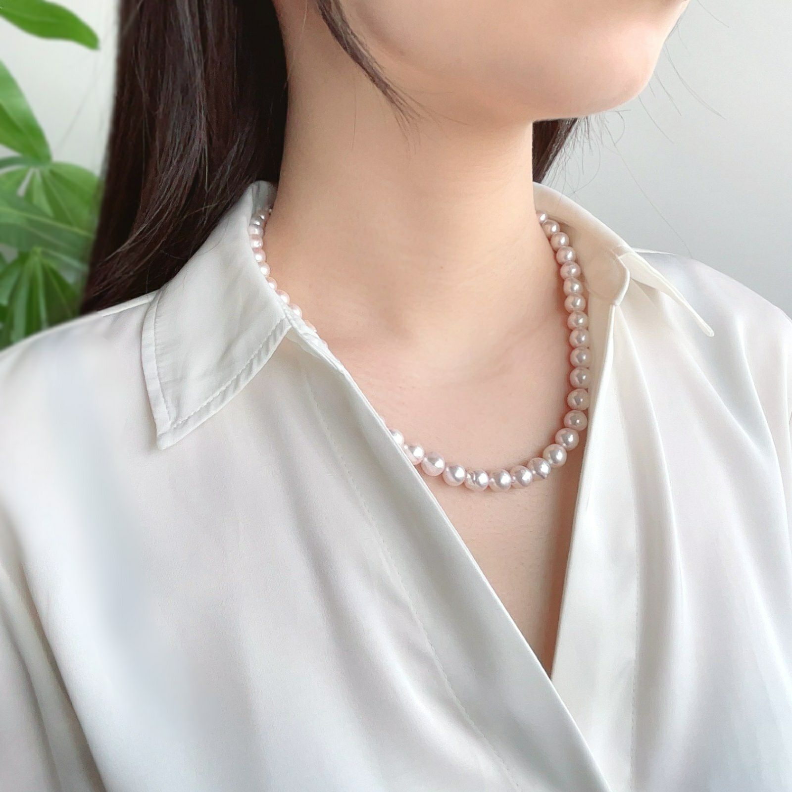 【WEB限定】あこや真珠 バロック ネックレス　7.5-8.0mm SV925