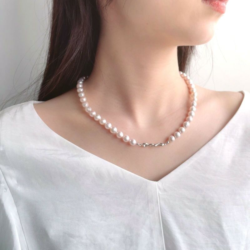 【WEB限定】あこや真珠 バロック ネックレス　7.5-8.0mm SV925
