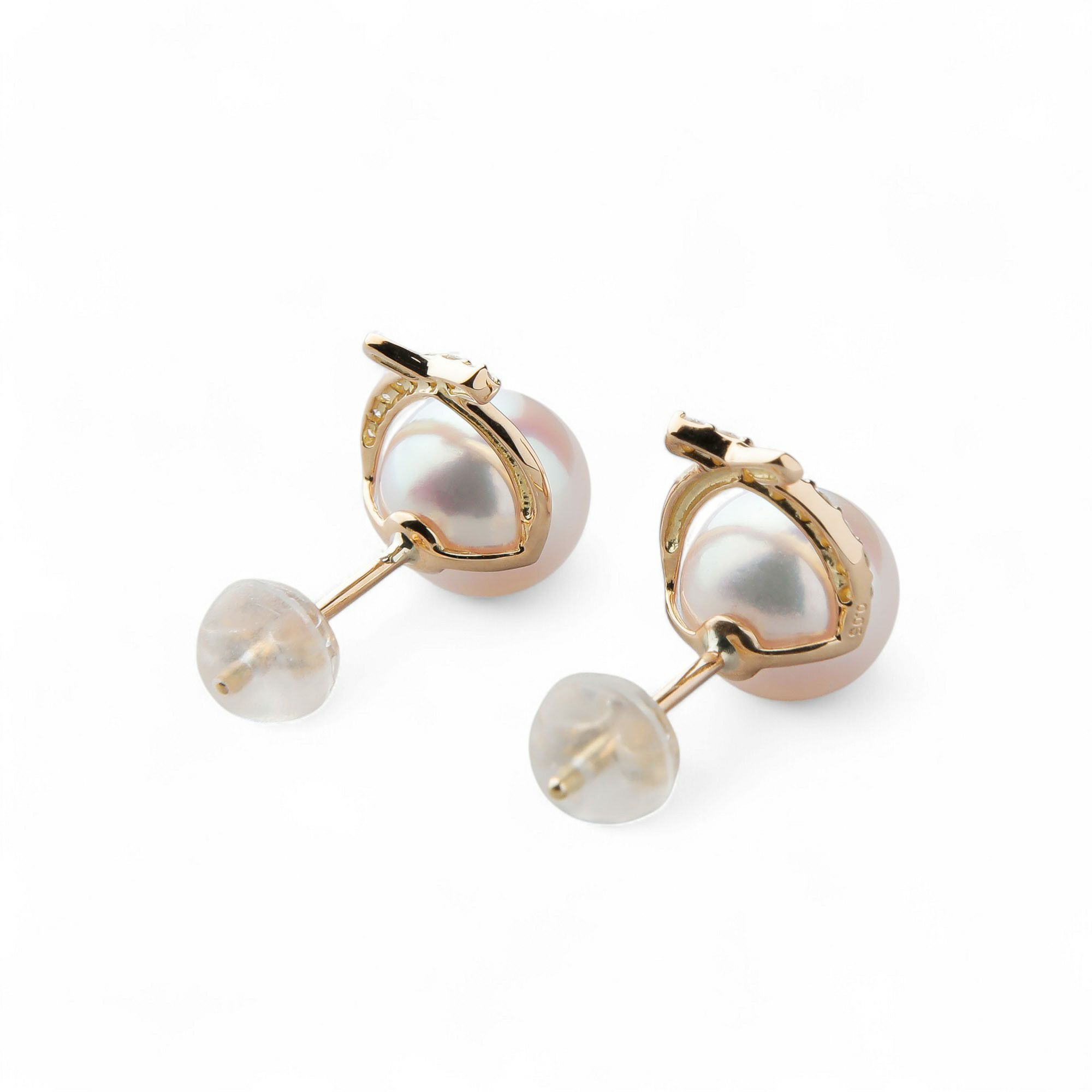 オーロラ花珠真珠 ピアス　7.5-8.0mm K18YG -Premium-