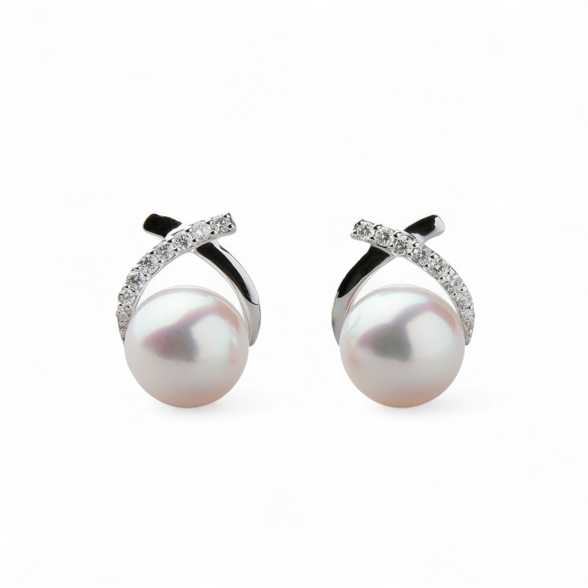 オーロラ花珠真珠 ピアス　7.5-8.0mm PT900 -Premium-