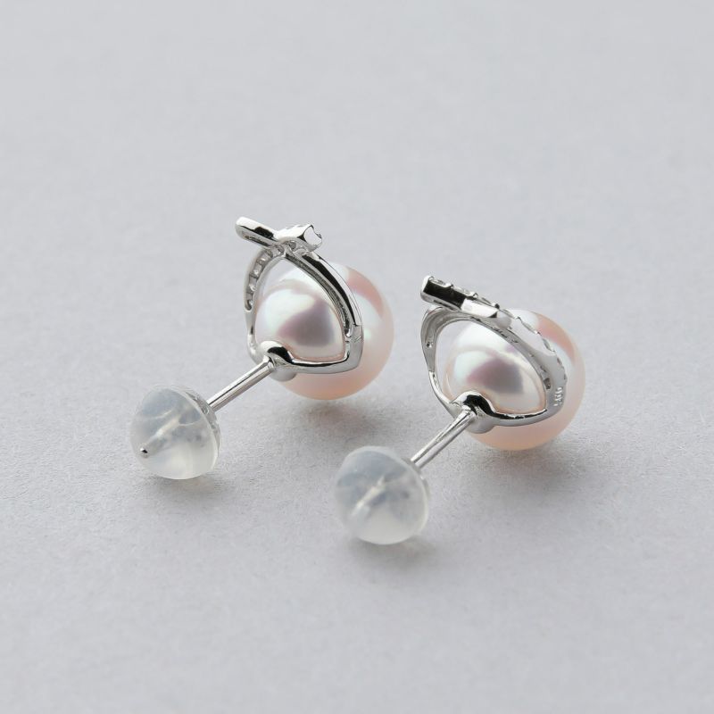 オーロラ花珠真珠 ピアス 7.5-8.0mm PT900 -TOP Quality- | 花珠