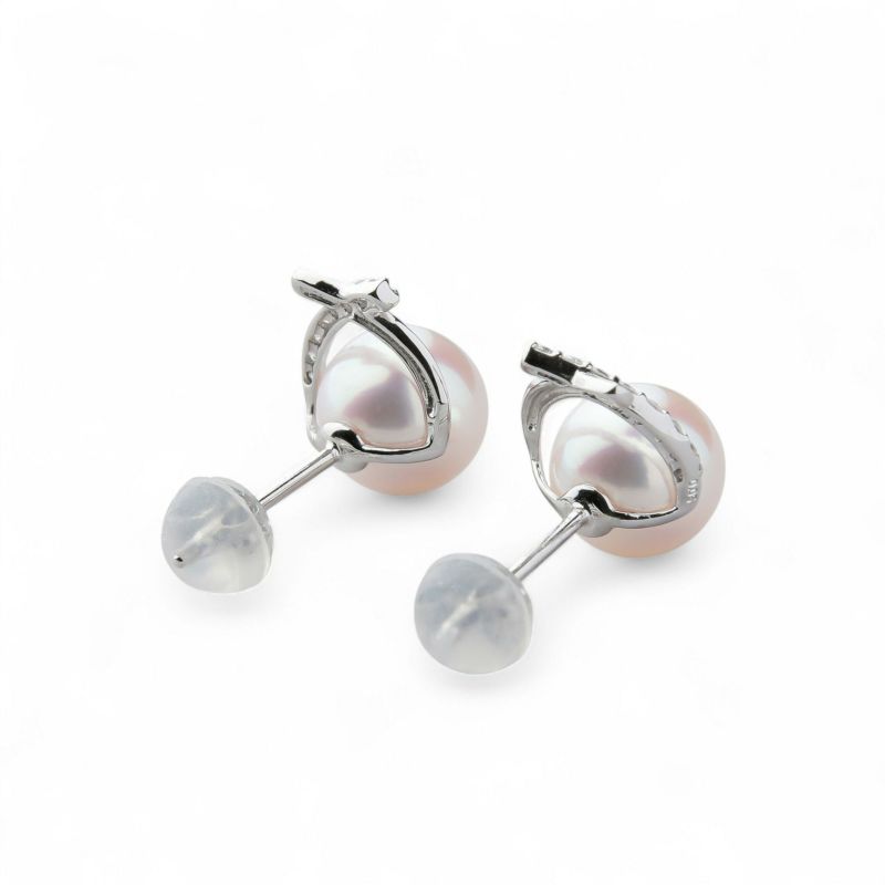 オーロラ花珠真珠 ピアス　7.5-8.0mm PT900 -Premium-
