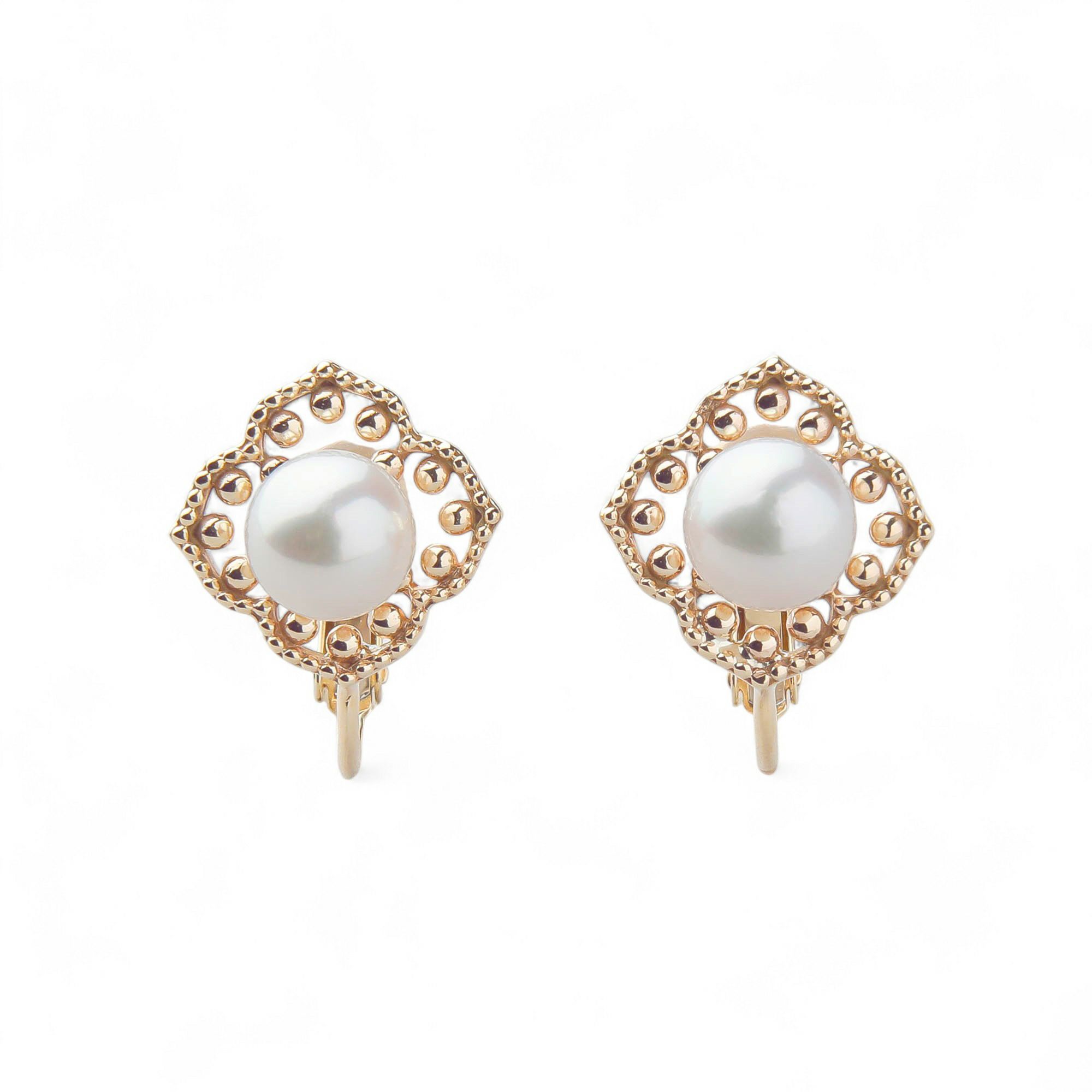 Fleur Eclat あこや真珠 フラワーイヤリング 5.0-5.5mm K10YG