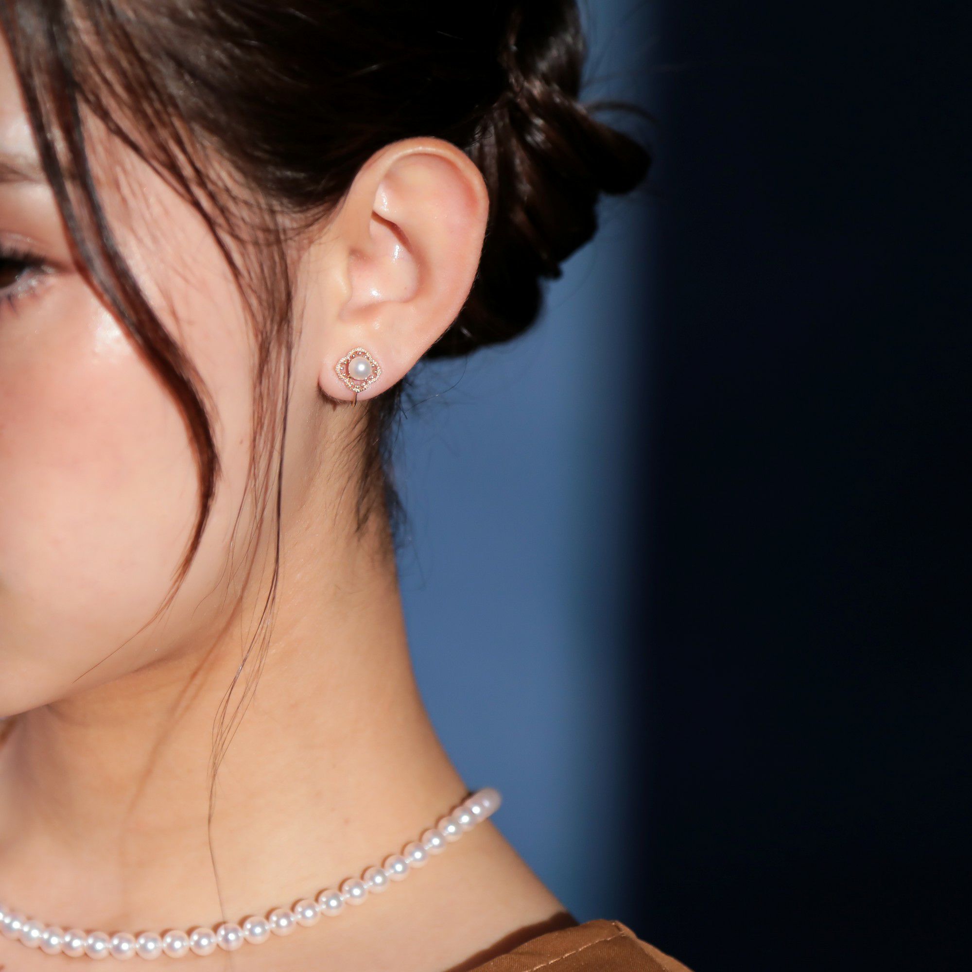 Fleur Eclat あこや真珠 フラワーイヤリング 5.0-5.5mm K10YG