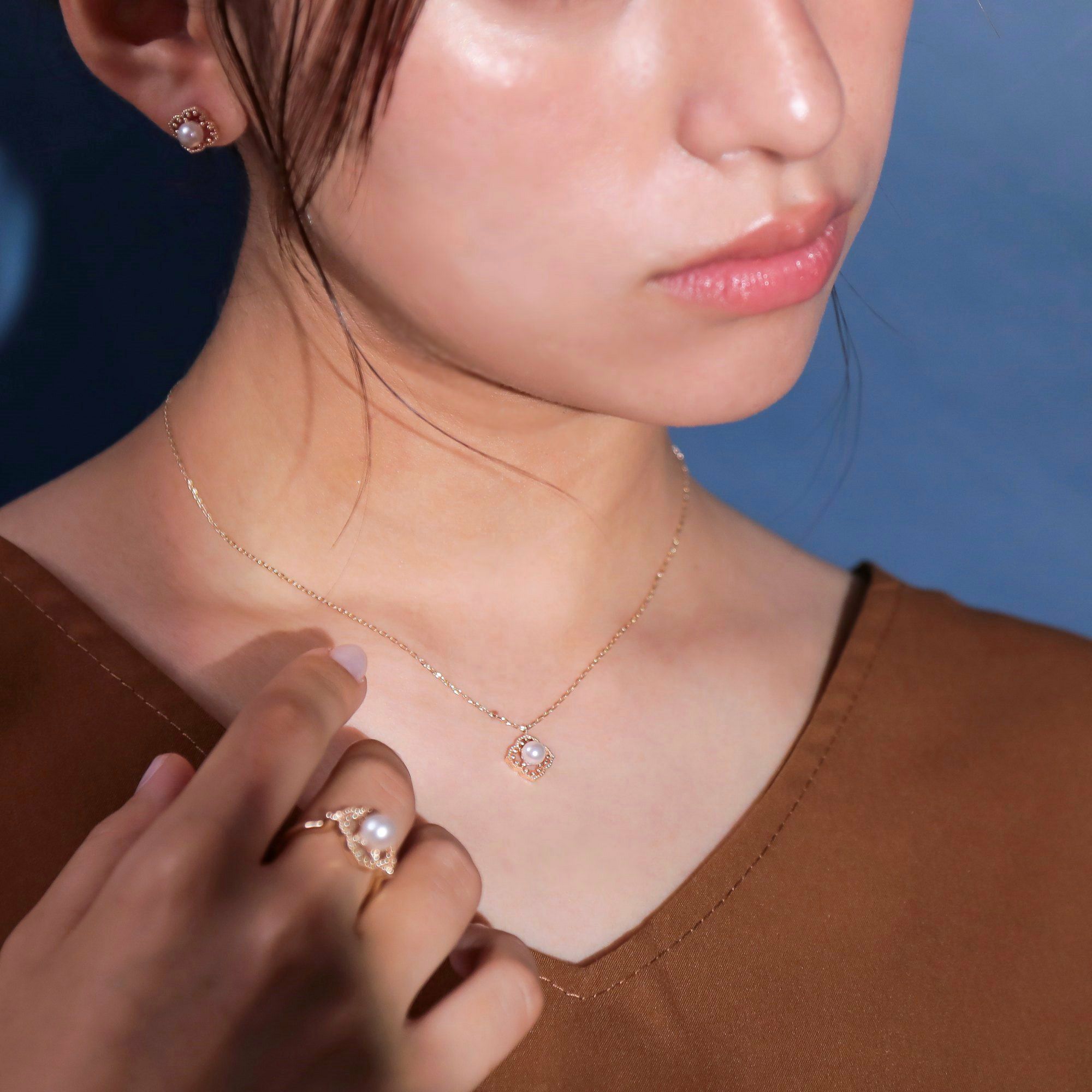 Fleur Eclat あこや真珠 フラワーペンダント 5.0-5.5mm K10YG