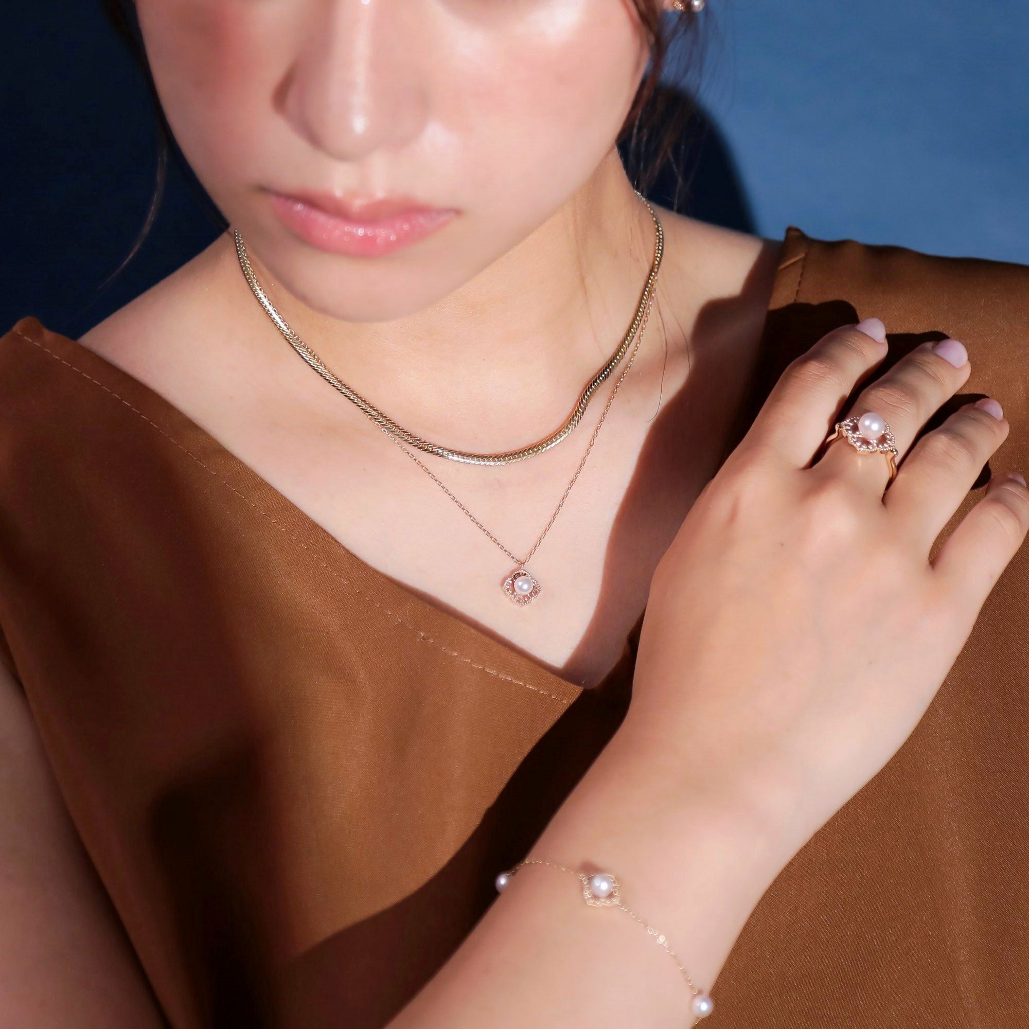 Fleur Eclat あこや真珠 フラワーペンダント 5.0-5.5mm K10YG