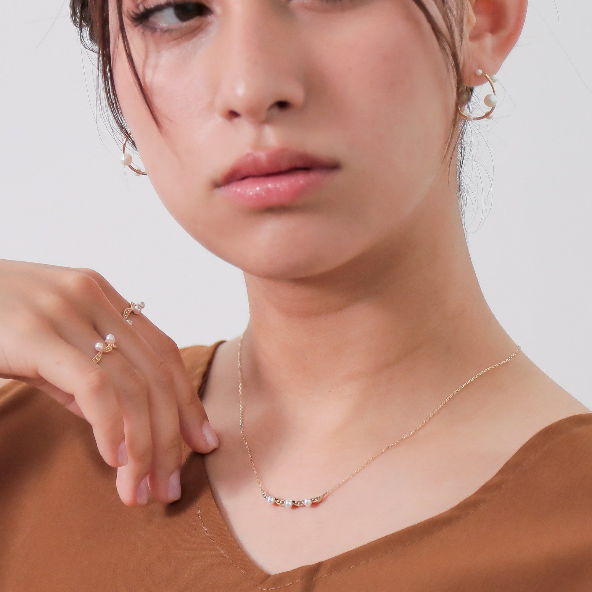 Fleur Eclat あこや真珠 ティアラペンダント 3.0-3.5mm K10YG