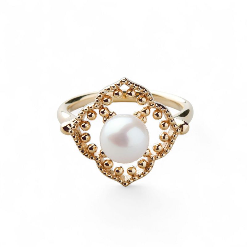 Fleur Eclat あこや真珠 フラワーリング　6.5-7.0mm K10YG