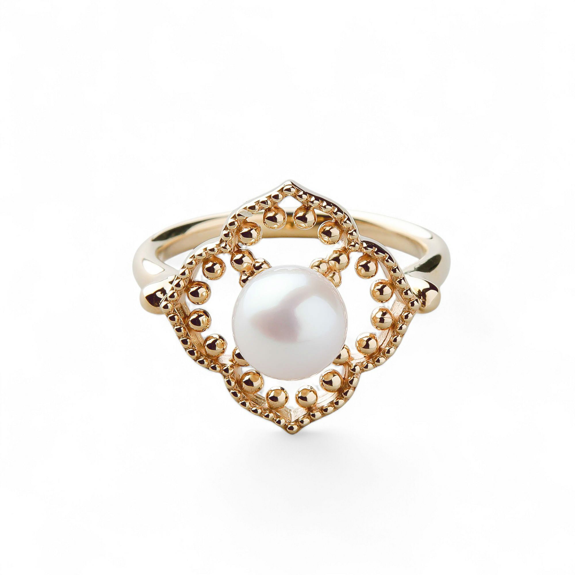 Fleur Eclat あこや真珠 フラワーリング　6.5-7.0mm K10YG