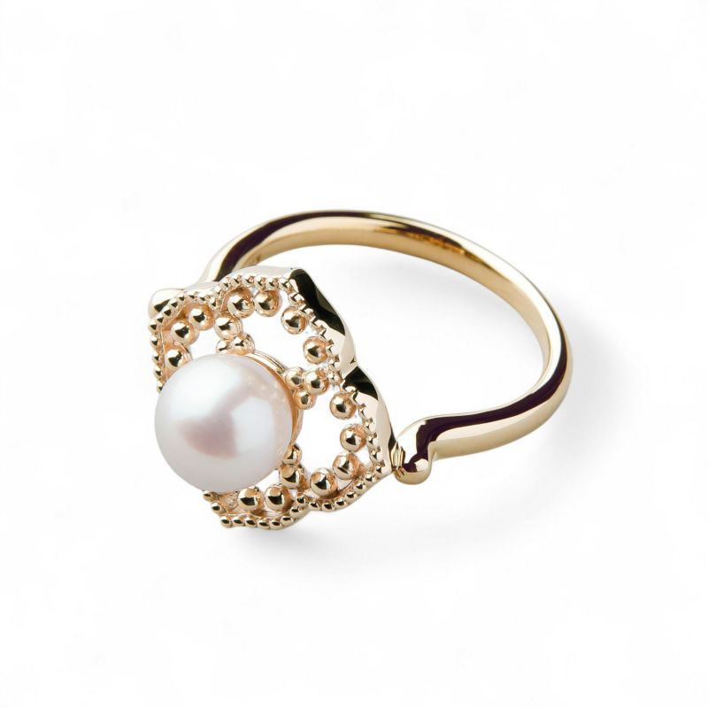 Fleur Eclat あこや真珠 フラワーリング　6.5-7.0mm K10YG