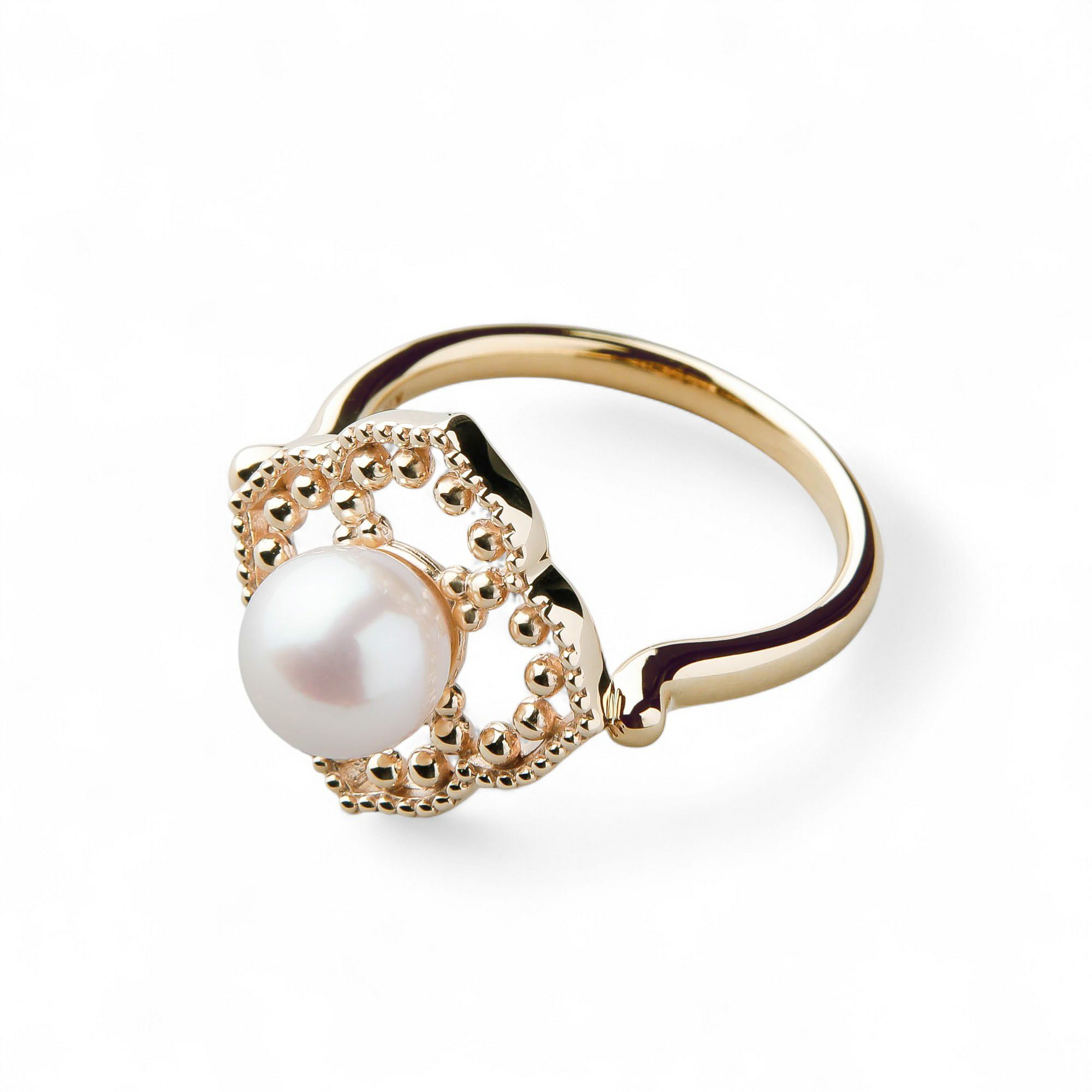 Fleur Eclat あこや真珠 フラワーリング　6.5-7.0mm K10YG