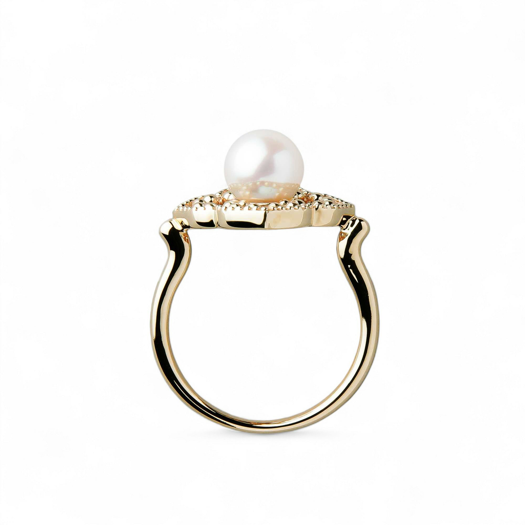 Fleur Eclat あこや真珠 フラワーリング　6.5-7.0mm K10YG