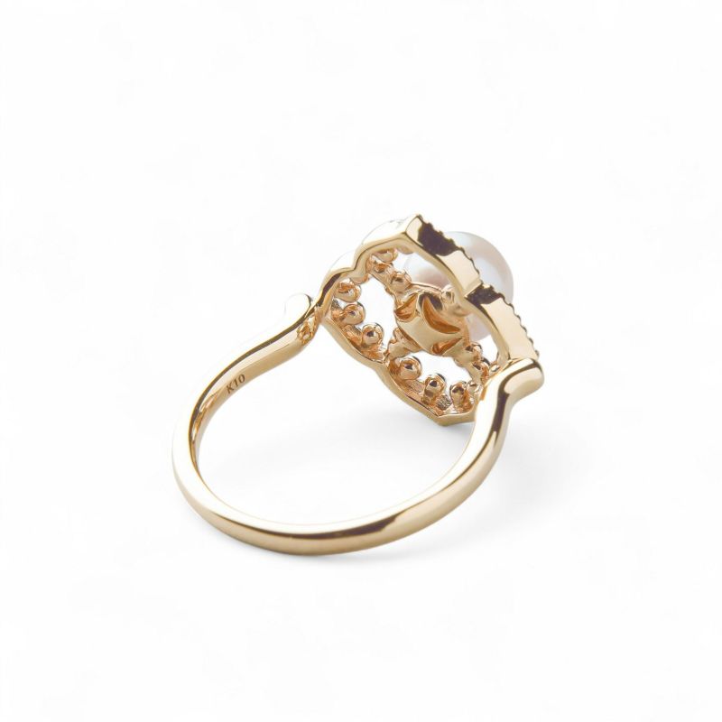 Fleur Eclat あこや真珠 フラワーリング　6.5-7.0mm K10YG