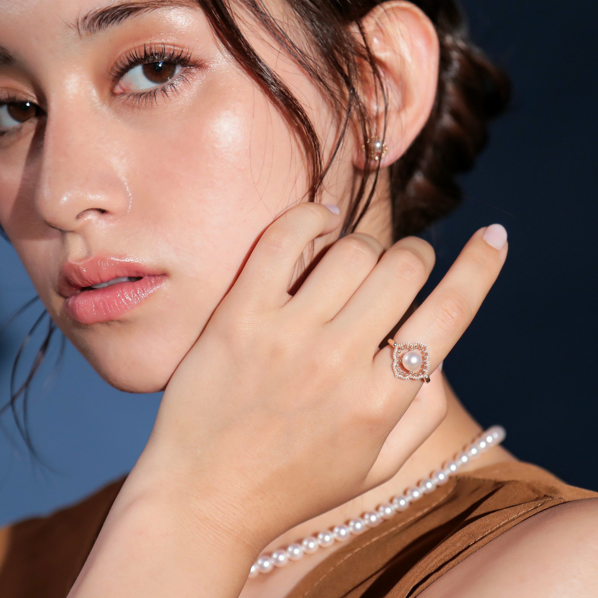 Fleur Eclat あこや真珠 フラワーリング　6.5-7.0mm K10YG