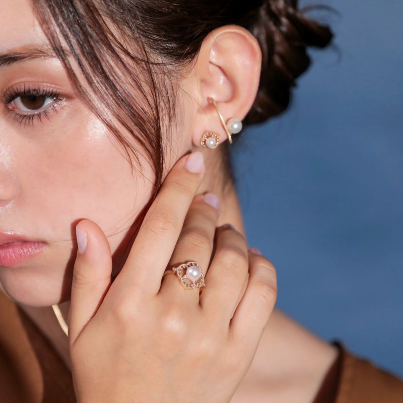 Fleur Eclat あこや真珠 フラワーリング　6.5-7.0mm K10YG