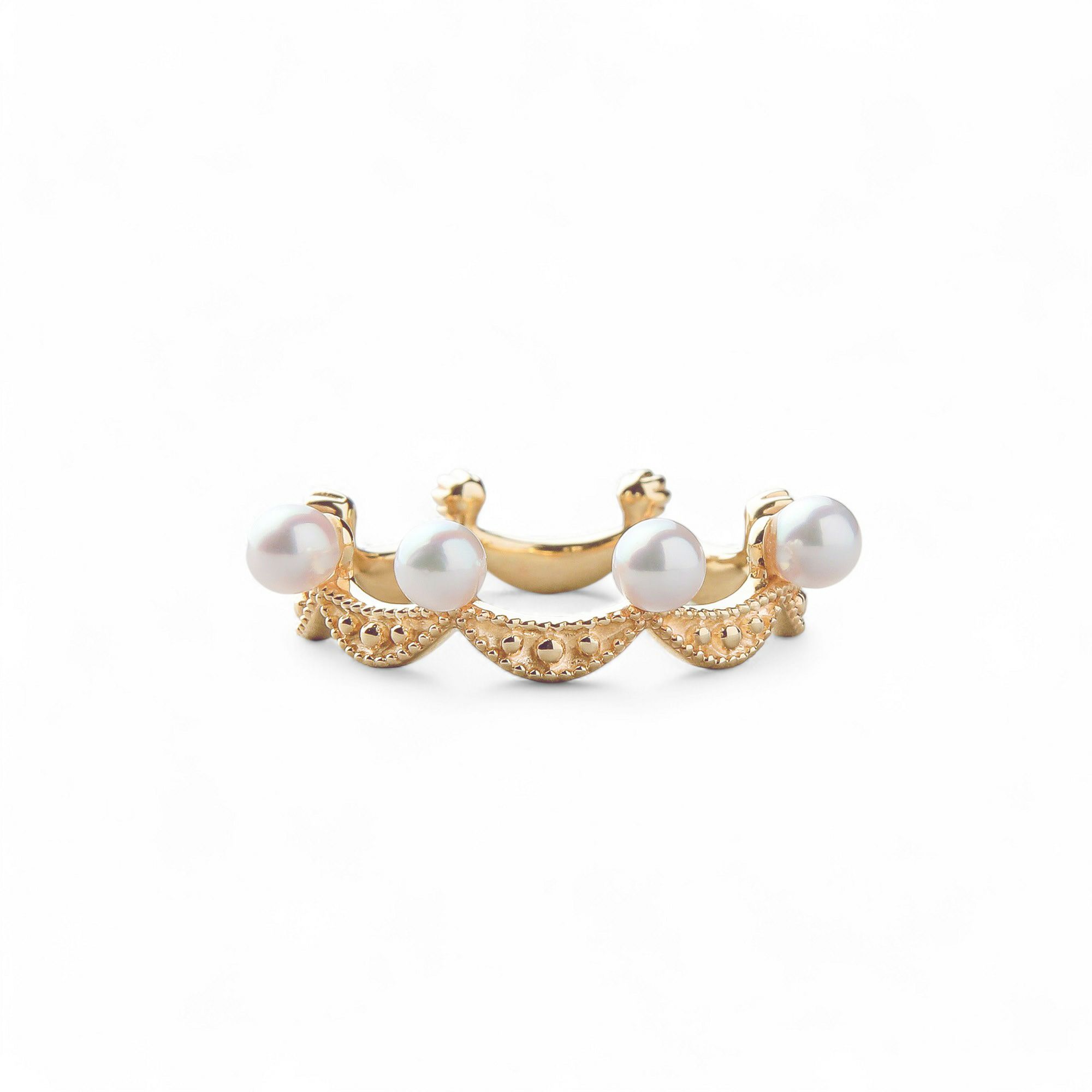 Fleur Eclat あこや真珠 ティアラリング　3.0-3.5mm K10YG