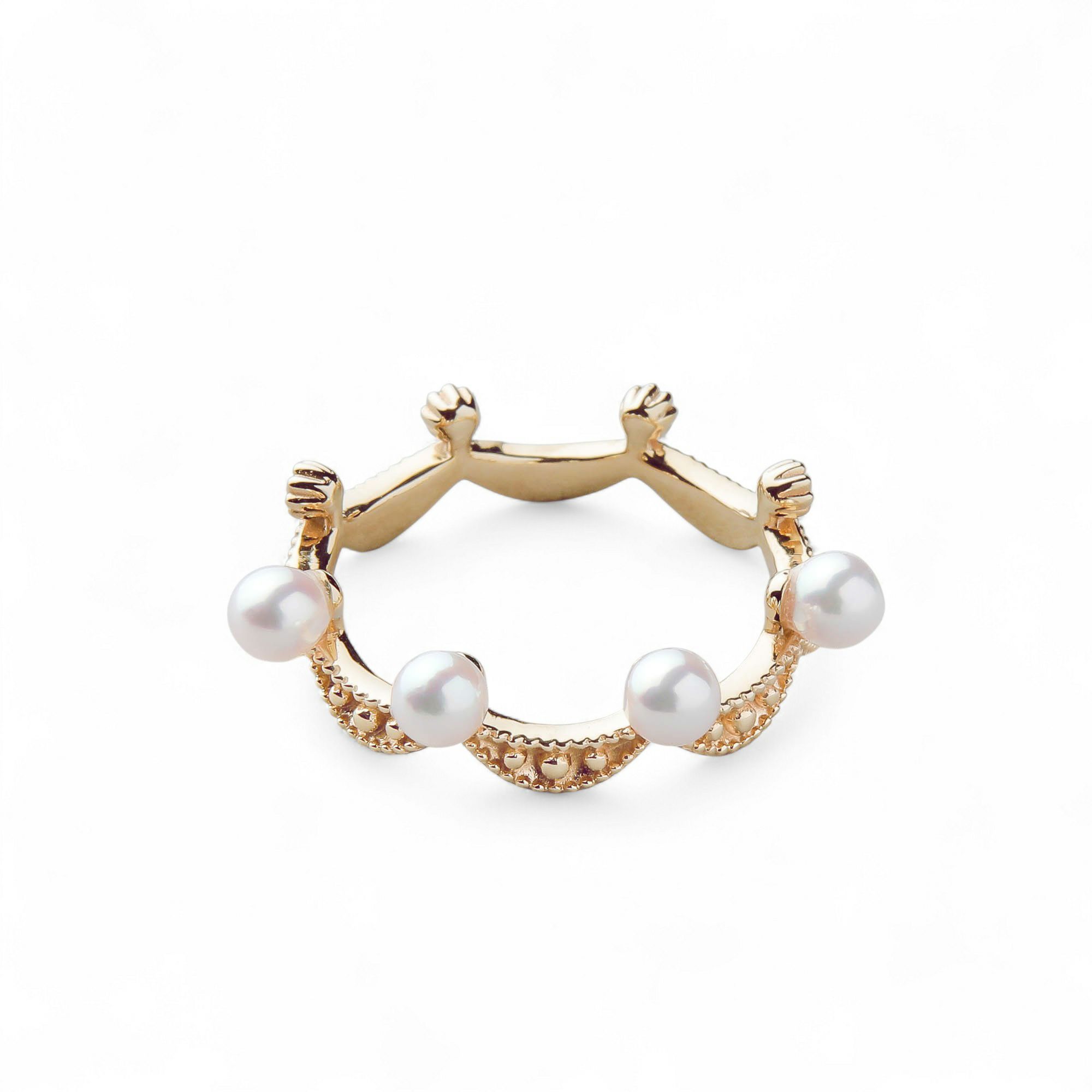 Fleur Eclat あこや真珠 ティアラリング　3.0-3.5mm K10YG