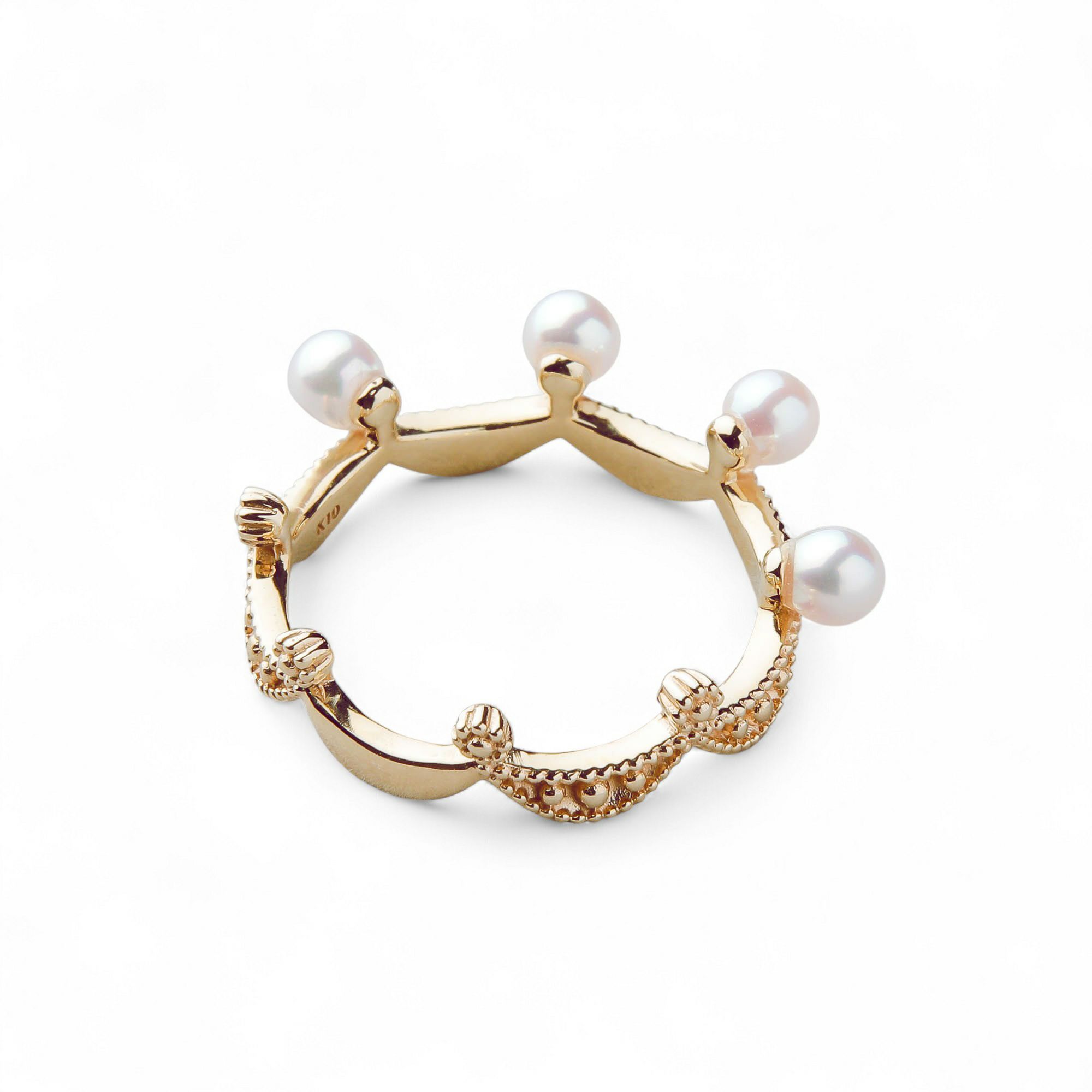 Fleur Eclat あこや真珠 ティアラリング　3.0-3.5mm K10YG