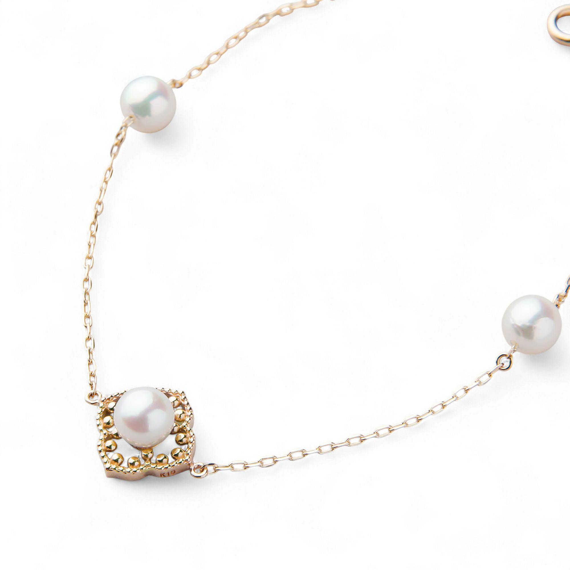 Fleur Eclat あこや真珠 フラワーブレスレット　5.0-5.5mm K10YG