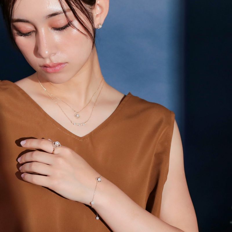 Fleur Eclat あこや真珠 フラワーブレスレット　5.0-5.5mm K10YG