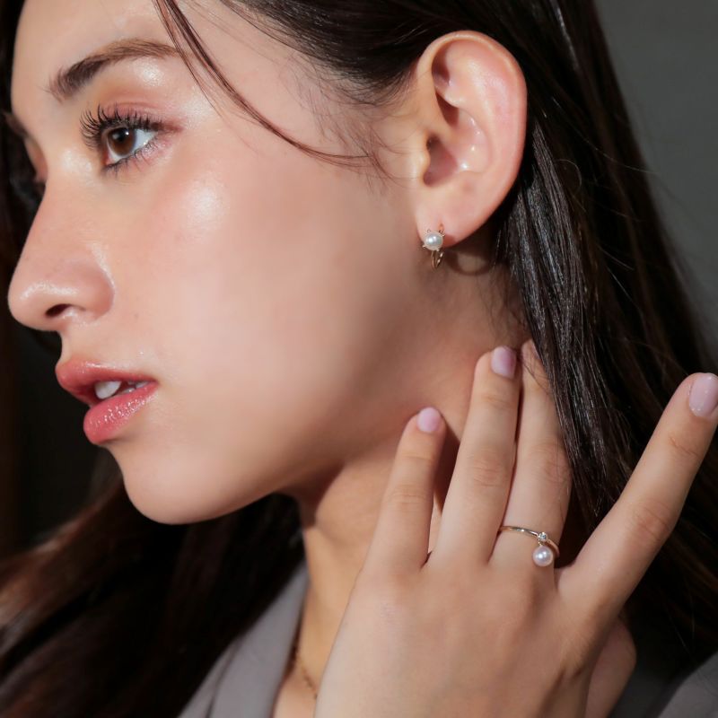 Carina あこや真珠 フープピアス　5.5-6.0mm K10YG