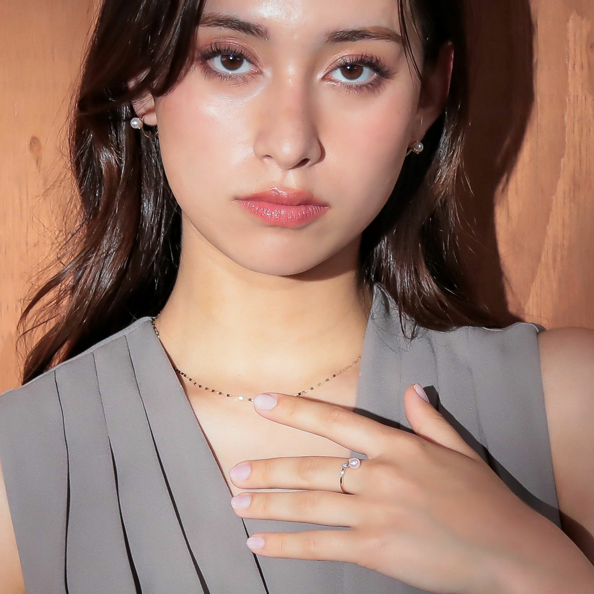 Carina あこや真珠 フープピアス　5.5-6.0mm K10YG