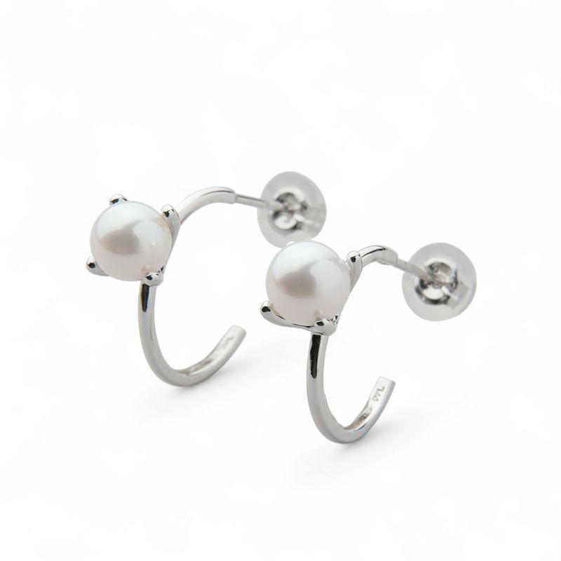 Carina あこや真珠 フープピアス　5.5-6.0mm K10WG