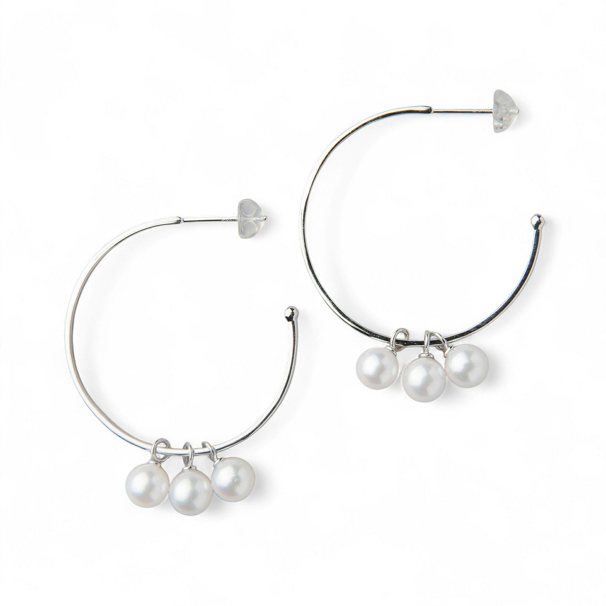 Carina あこや真珠 大フープピアス　5.5-6.0mm SV925/K18YG/K14WG