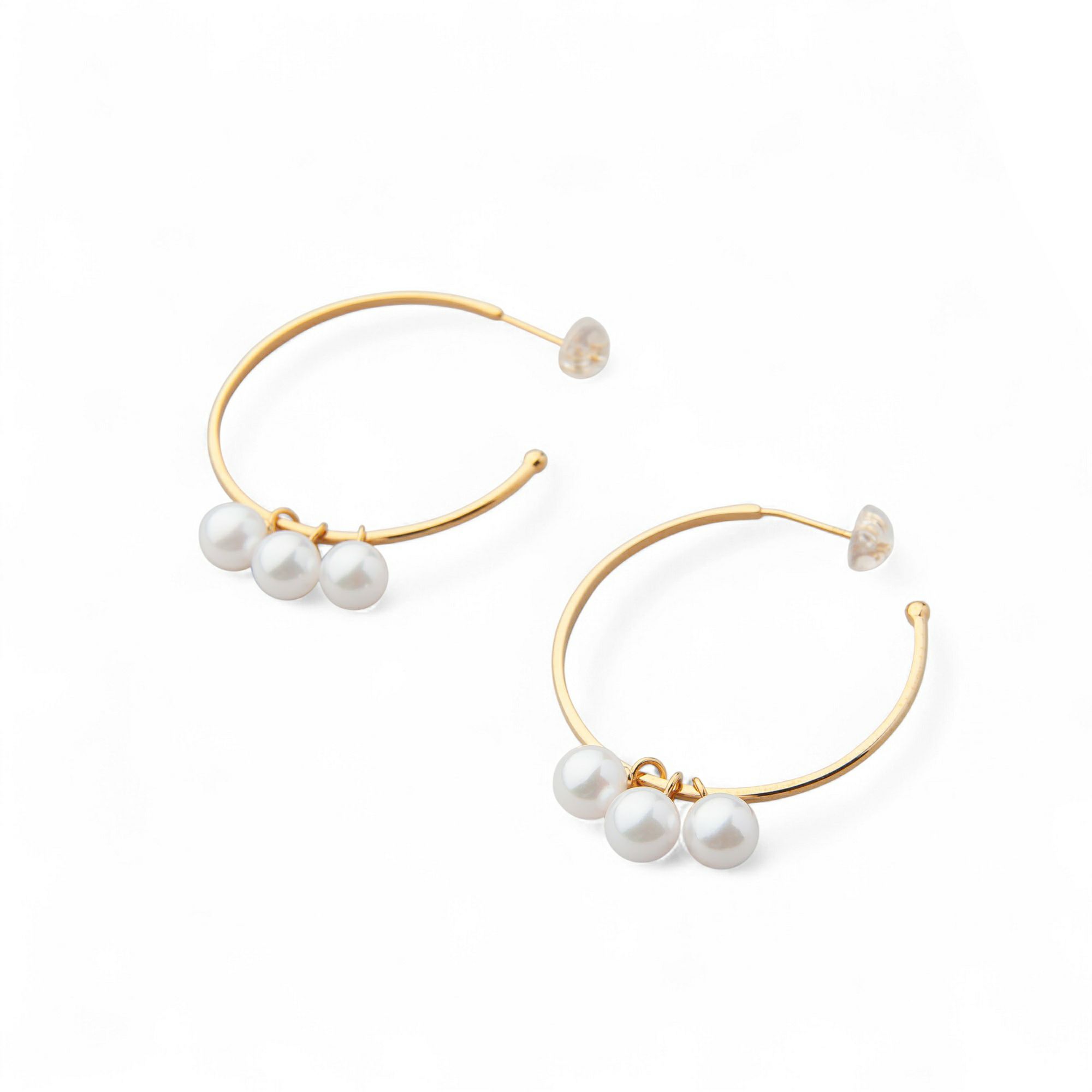 Carina あこや真珠 大フープピアス　5.5-6.0mm SV925/K18YG/K14WG