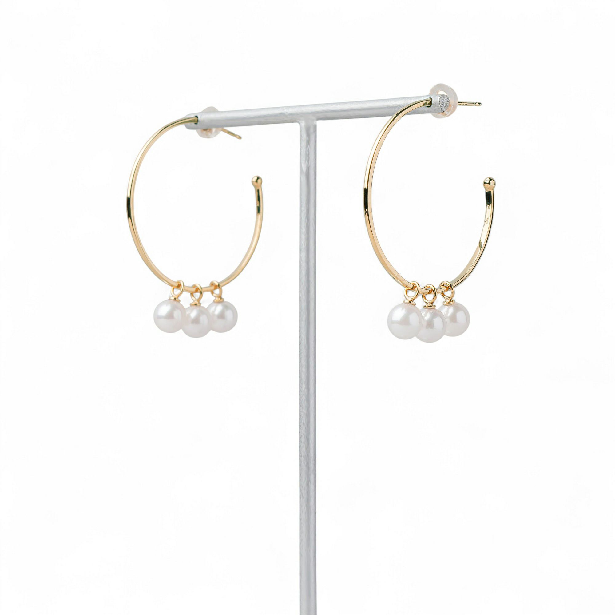 Carina あこや真珠 大フープピアス　5.5-6.0mm SV925/K18YG/K14WG