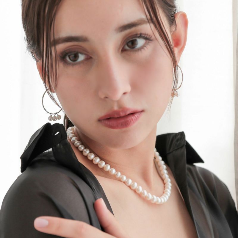 Carina あこや真珠 大フープピアス 5.5-6.0mm SV925/K18YG/K14WG