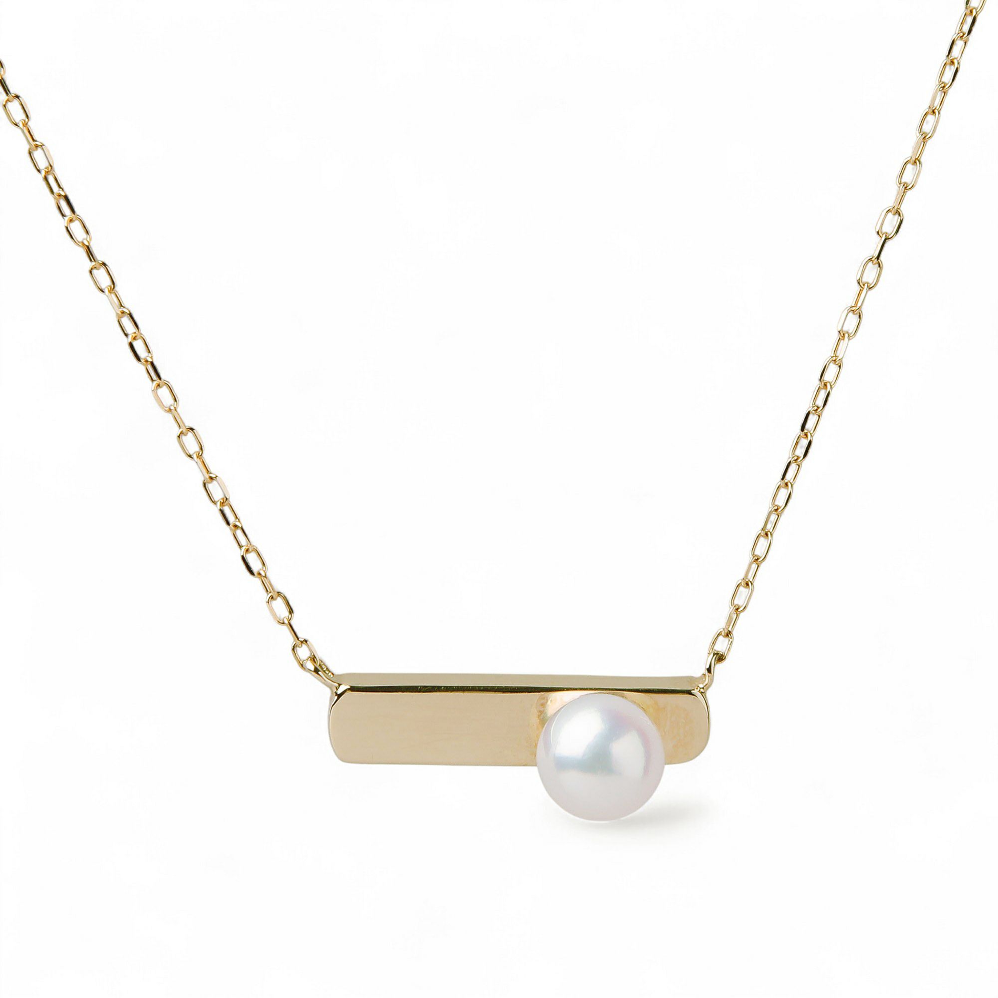 Carina あこや真珠 スリム シグネットペンダント　5.5-6.0mm K10YG