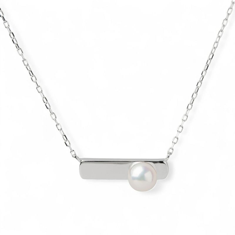 Carina あこや真珠 スリム シグネットペンダント　5.5-6.0mm K10WG