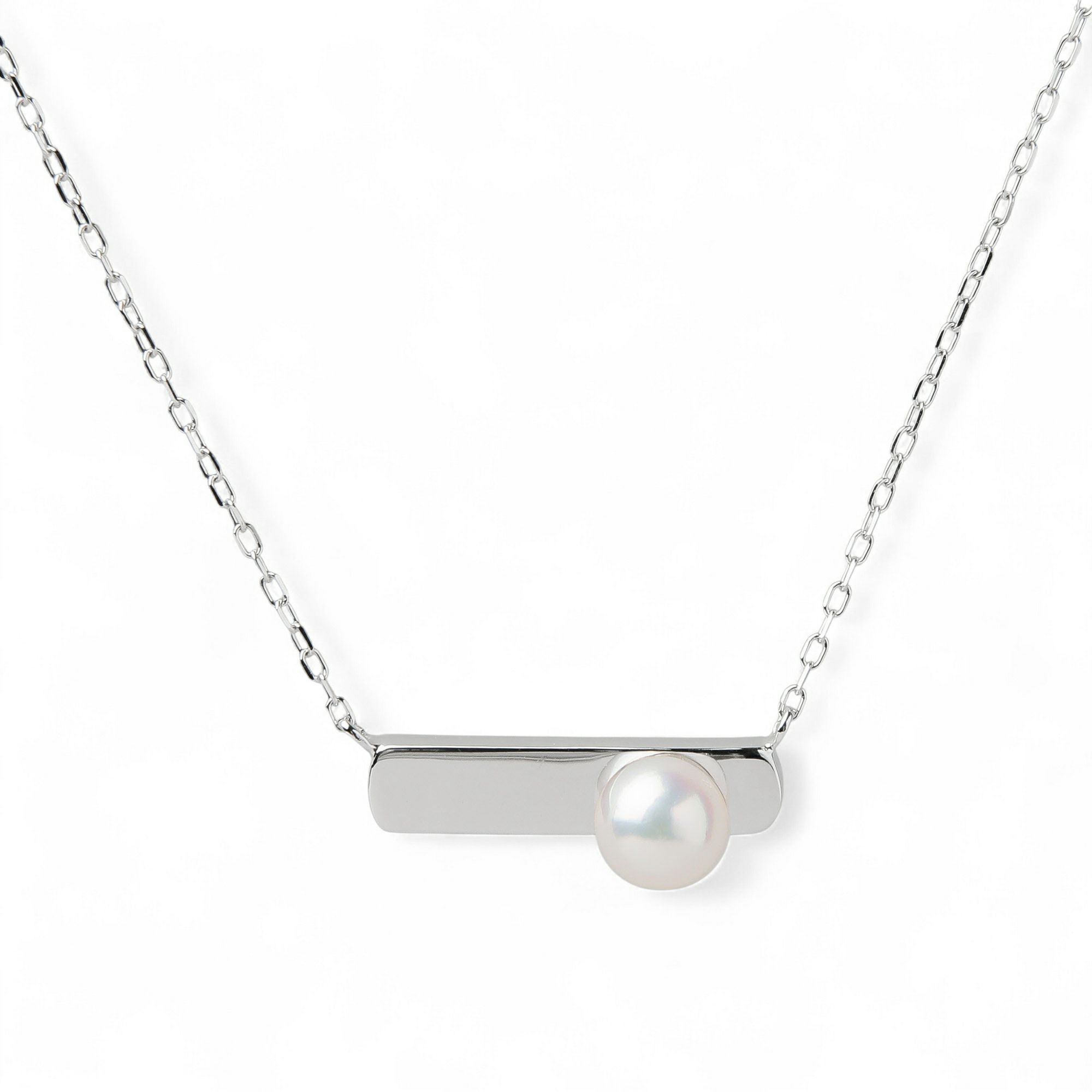 Carina あこや真珠 スリム シグネットペンダント　5.5-6.0mm K10WG