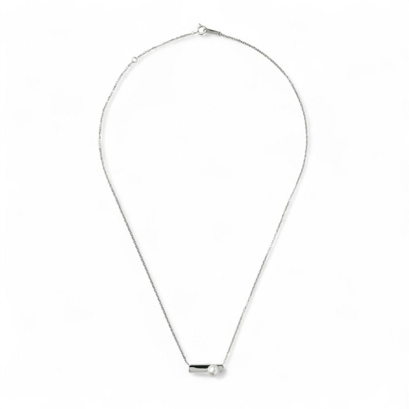 Carina あこや真珠 スリム シグネットペンダント　5.5-6.0mm K10WG